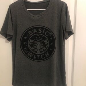 Dark Gray 'Basic Witch' Graphic Tee